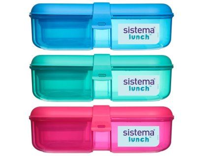 Sistema Dělený svačinový box Lunch Ribbon s nádobou na jogurt 1,1 l, mix barev