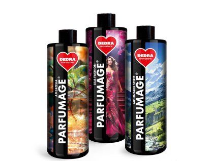 Rodinné balení PARFUMAGE | Parfém na praní a úklid | LILA FASHION & MOUNTAIN SPIRIT & AMBROSIA | 500 ml × 3