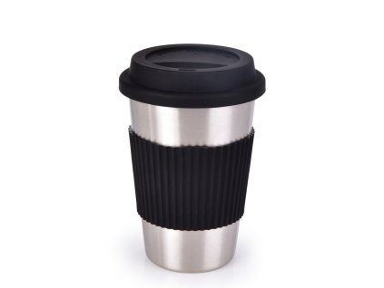 KELIMERO® | 500 ml nerezový cestovní hrnek se silikonovým páskem a víčkem TO GO