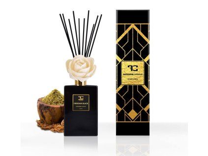 OBSIDIAN BLACK | XL difuzér s FLOW květinou & tyčinkami | PARFUMIA® | 500 ml