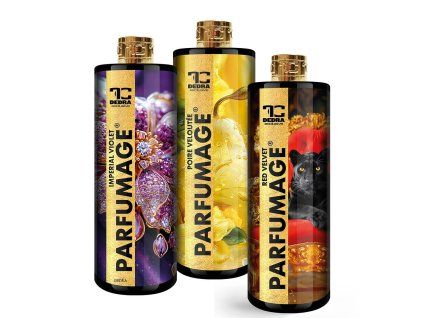 Rodinné balení PARFUMAGE | Parfém na praní a úklid | IMPERIAL VIOLET & SAMETOVÁ HRUŠKA & RED VELVET | 500 ml × 3