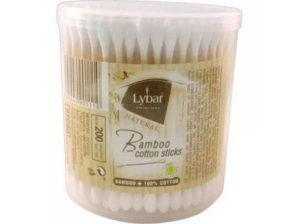 Lybar Natural Bamboo vatové tyčinky 200ks krabice kulatá