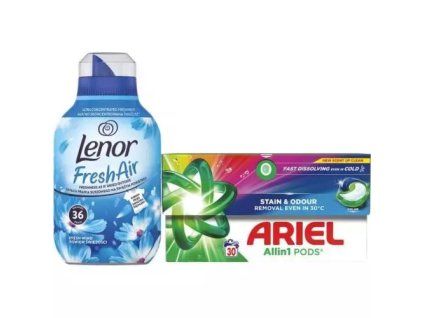 Ariel kapsle color krabice 30ks + lenor aviváž fresh wind 504ml/36pd