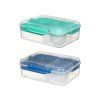 Sistema Dělený svačinový box To Go Bento Lunch s nádobou na jogurt a 2 tácky 1,65 l, mix barev