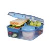 Sistema Dělený svačinový box Ocean Bound Bento Cube s nádobou na jogurt a 2 tácky 1,25 l, mix barev