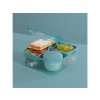 Sistema Dělený svačinový box Ocean Bound Bento Cube s nádobou na jogurt a 2 tácky 1,25 l, mix barev