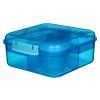 Sistema Dělený svačinový box Lunch Bento Cube s nádobou na jogurt a 2 tácky 1,25 l, modrá