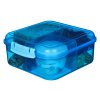 Sistema Dělený svačinový box Lunch Bento Cube s nádobou na jogurt a 2 tácky 1,25 l, modrá