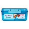 Sistema Dělený svačinový box Lunch Bento Cube s nádobou na jogurt a 2 tácky 1,25 l, modrá