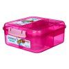 Sistema Dělený svačinový box Lunch Bento Cube s nádobou na jogurt a 2 tácky 1,25 l, růžová