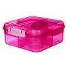 Sistema Dělený svačinový box Lunch Bento Cube s nádobou na jogurt a 2 tácky 1,25 l, růžová