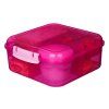 Sistema Dělený svačinový box Lunch Bento Cube s nádobou na jogurt a 2 tácky 1,25 l, růžová
