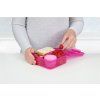 Sistema Dělený svačinový box Lunch Bento Cube s nádobou na jogurt a 2 tácky 1,25 l, růžová