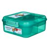 Sistema Dělený svačinový box Lunch Bento Cube s nádobou na jogurt a 2 tácky 1,25 l, mátová