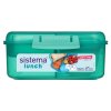 Sistema Dělený svačinový box Lunch Bento Cube s nádobou na jogurt a 2 tácky 1,25 l, mátová