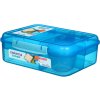 Sistema Dělený svačinový box Lunch Bento s nádobou na jogurt a 2 tácky 1,65 l, modrá