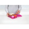 Sistema Dělený svačinový box Lunch Bento s nádobou na jogurt a 2 tácky 1,65 l, růžová