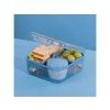 Sistema Dělený svačinový box Ocean Bound Bento Cube s nádobou na jogurt a 2 tácky 1,25 l, modrá