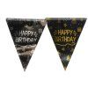 Girlanda vlajky Happy Birthday černé zlaté 4 m 1 ks