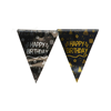 Girlanda vlajky Happy Birthday černé zlaté 4 m 1 ks