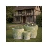 Plechový květináč 3 ks set oválný s uchem Jaro, zelená 160x140x245mm 140x135x220mm 120x120x205mm