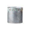 Plechová kulatá dóza s uchy a bordurou, šedá, set 3 ks, 162x150/185x175/210x98mm