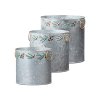 Plechová kulatá dóza s uchy a bordurou, šedá, set 3 ks, 162x150/185x175/210x98mm