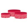 Plechová kulatá dóza Holly Jolly, červená, set 3 ks, 200x90/185x80/140x65mm