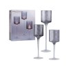 Skleněný svícen na nožičce sada 3ks 90x250/90x300/90x350mm, kouřavá