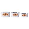 Květináč plechový 3ks set 190x90/225x110/260x135mm oválný slunečnice, bílá, žlutá, hnědá